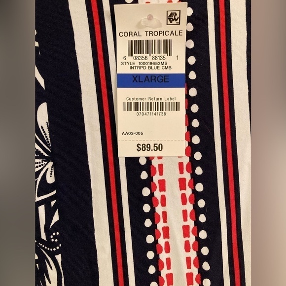 Macy’s CHARTER CLUB Dress Coral Tropicale Intrepid Blue Combo Size XL NWT - Picture 7 of 9